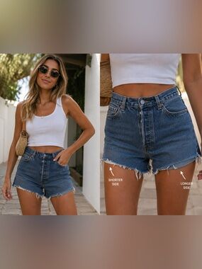 Festival Ready Levis  501 Button Fly Denim Cutoffs W33 (10) California Cool Vibe